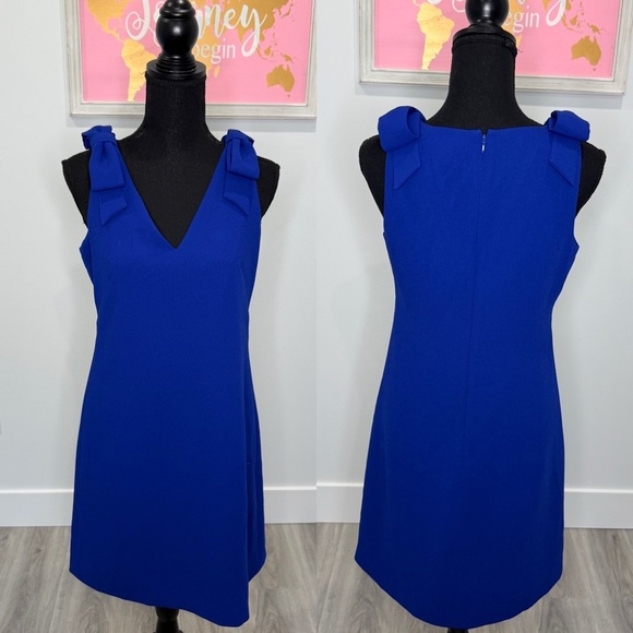 Eliza J Royal Blue V-Neck Midi Dress (Sz 4) - Picture 1 of 7